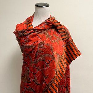 Victoria's Secret silk red gold floral birds oversized silk shawl scarf wrap